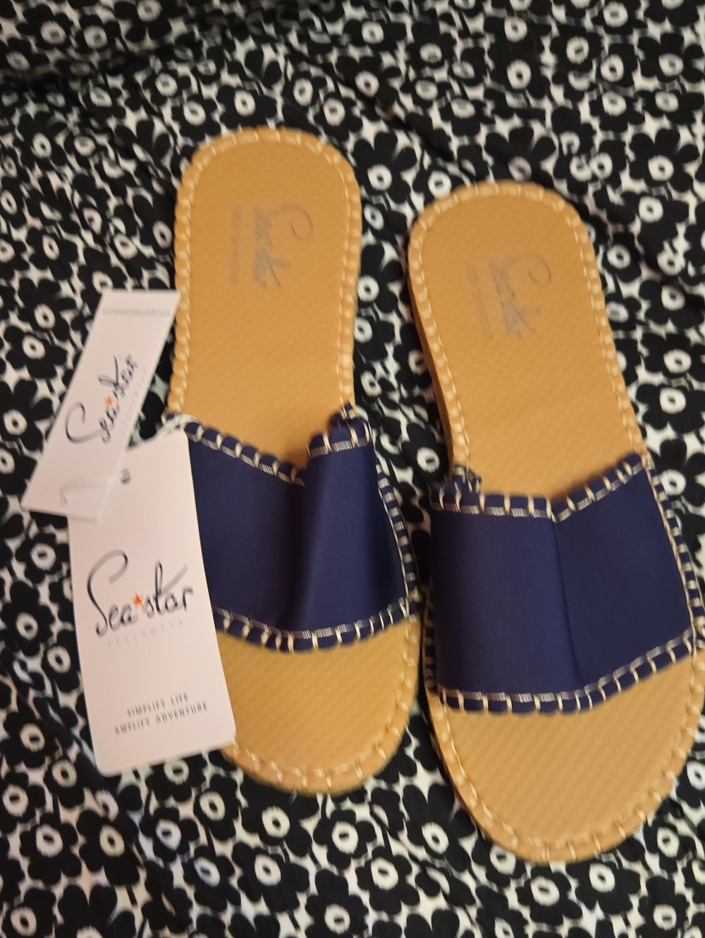 Seastar Navy Slide Sandals for Women